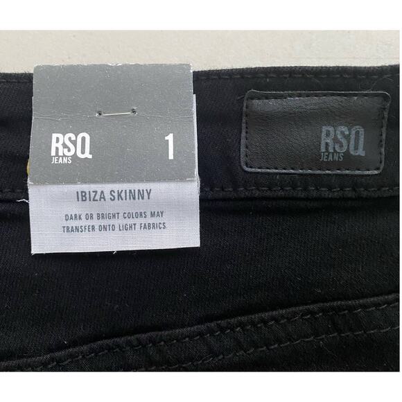 RSQ Ibiza‎ Womens Skinny Jeans Black Distressed - Picture 6 of 7